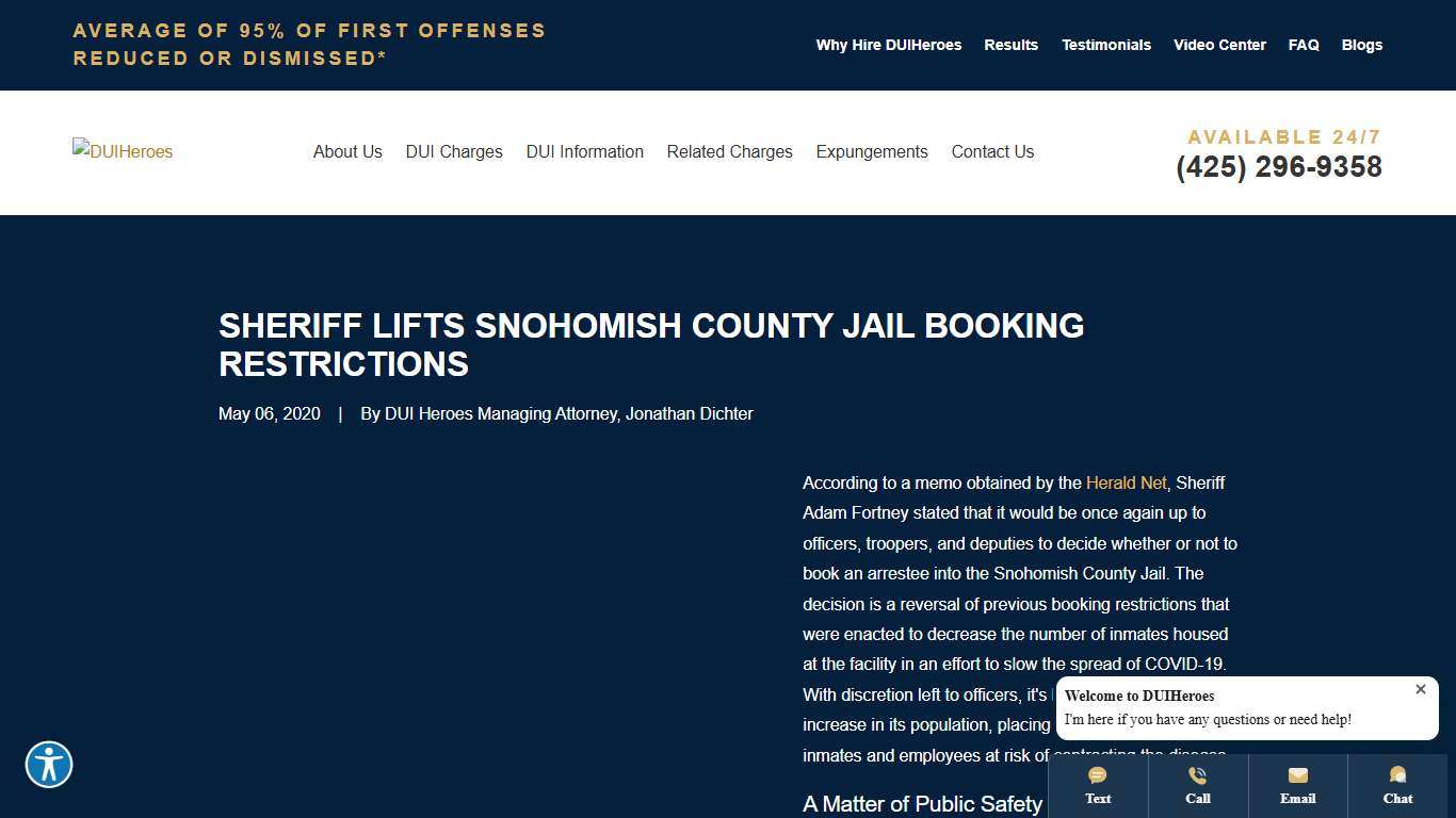 Sheriff Lifts Snohomish County Jail Booking Restrictions